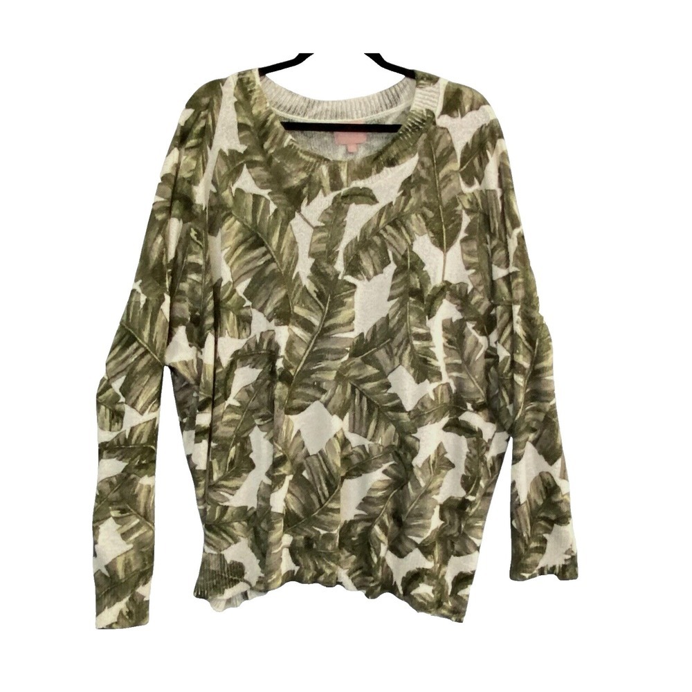 SHOW ME YOUR MUMU Women Majestic Palm Woodsy Knit Sweater Sz XXL Green 79-4